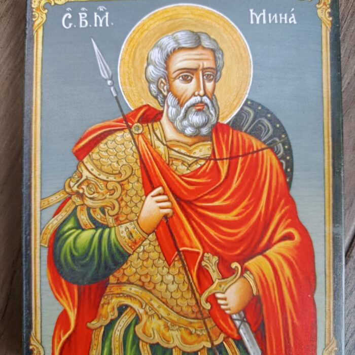 Икона Св. Мина ситопечат
